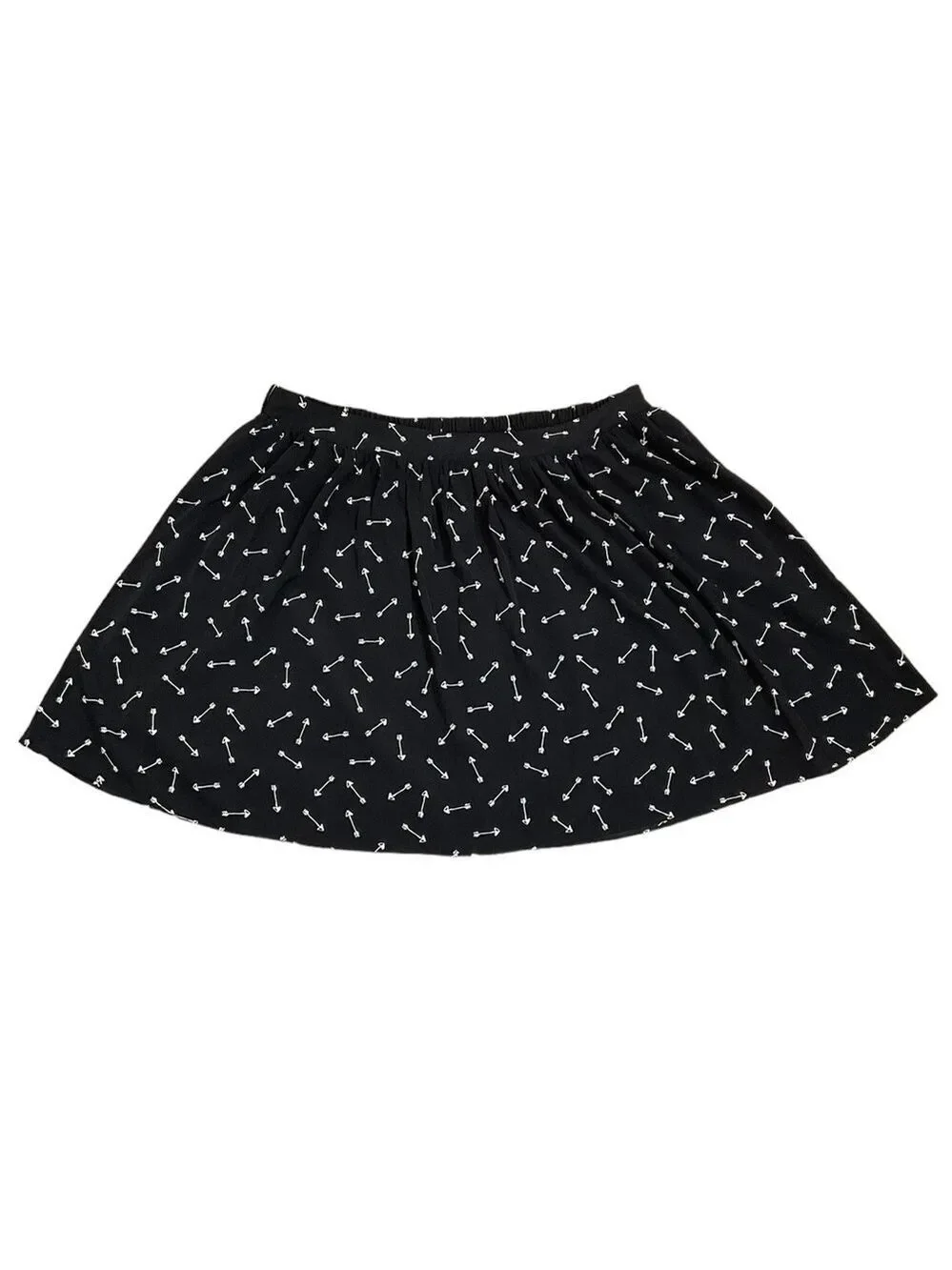 NWT LC Lauren Conrad Date Night Printed Flirty Skirt Arrow Hearts Print Large